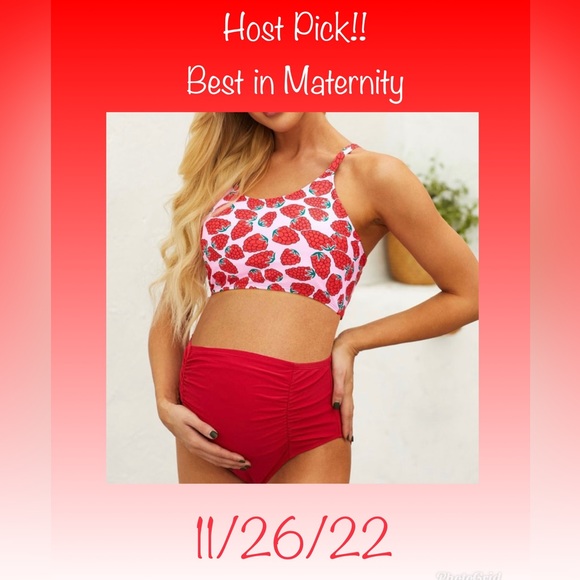 NEW 2 Piece Maternity Red Raspberry Swim Suit - Picture 9 of 9